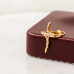 Bold gouden ring – strass premium stainless steel 14k gold plated